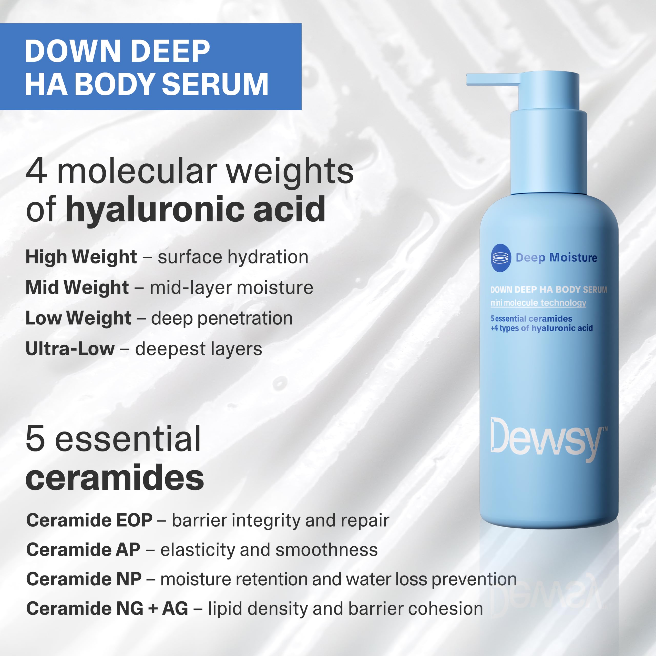 Dewsy pump dispensing serum demonstrating controlled application and no waste