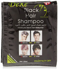 Dexe front view of ten shampoo packets showing package and branding for convenient touch-ups
