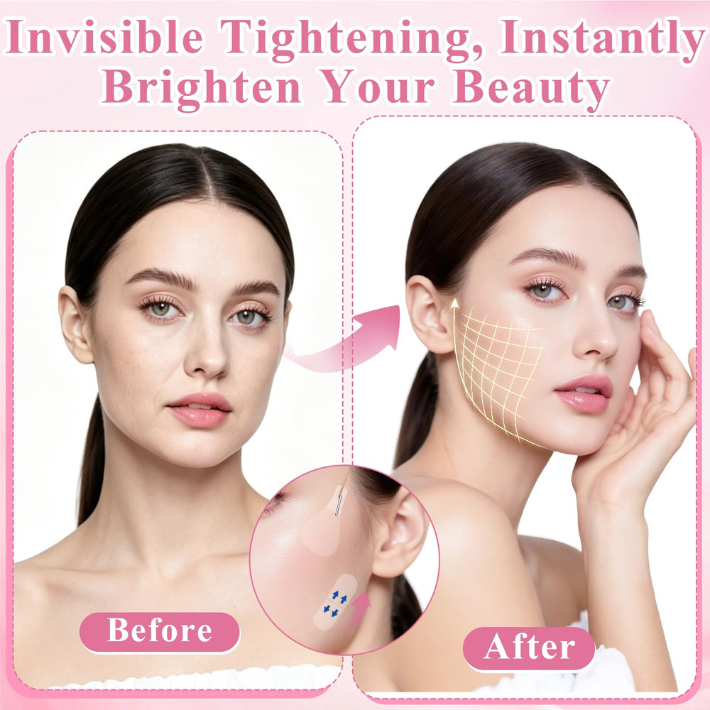 Dexspoeny application demonstration lifting cheek to define jawline and reduce sag