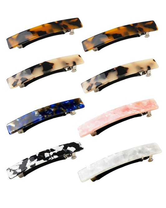 DF DUALFERV front view of eight tortoise barrettes showing styles and finish