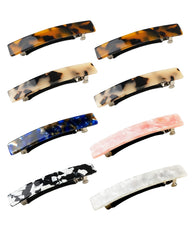 DF DUALFERV front view of eight tortoise barrettes showing styles and finish