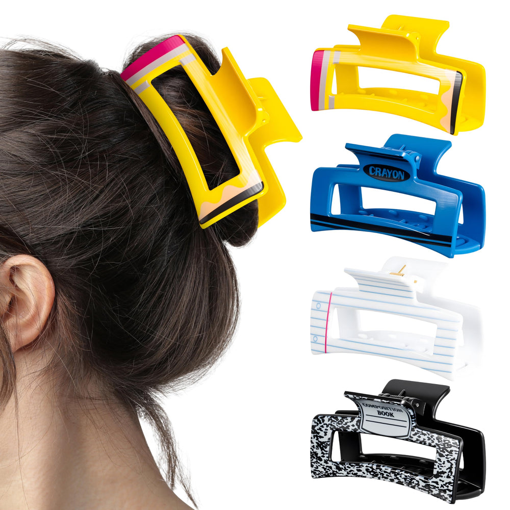 DFuniuxin front pack view showing four stationery-themed clips for playful styling