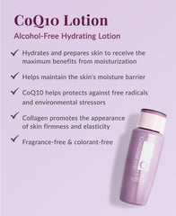 DHC CoQ10 lotion back label highlighting ingredients and reassuring clarity benefit