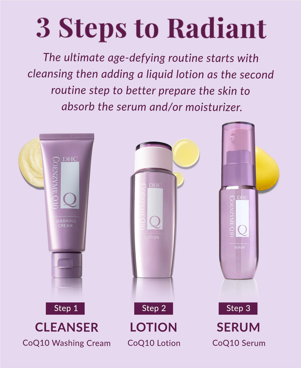 DHC CoQ10 lotion with CoQ10 ingredient close-up emphasizing antioxidant benefit