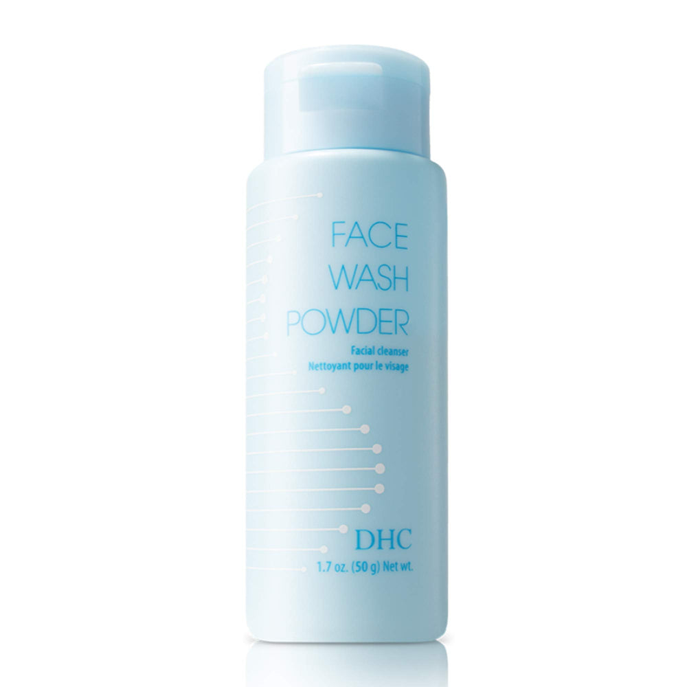 DHC face wash powder jar front view showing compact travel-friendly design and clear labeling