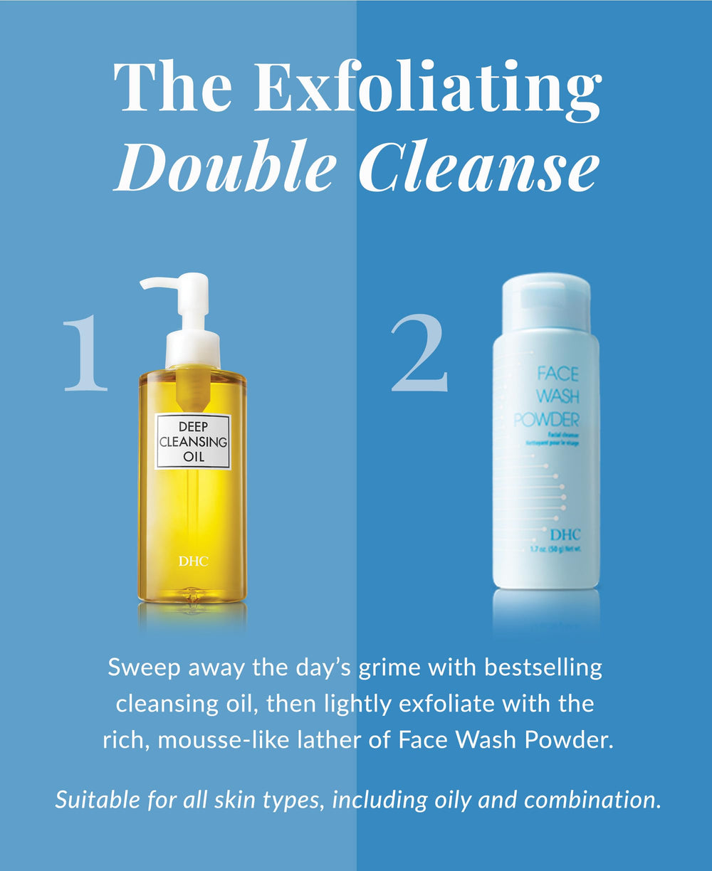 DHC powder inside a travel toiletry kit highlighting spill-free convenience benefit