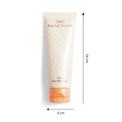 DHC facial scrub in hand demonstrates tube size and easy dispensing