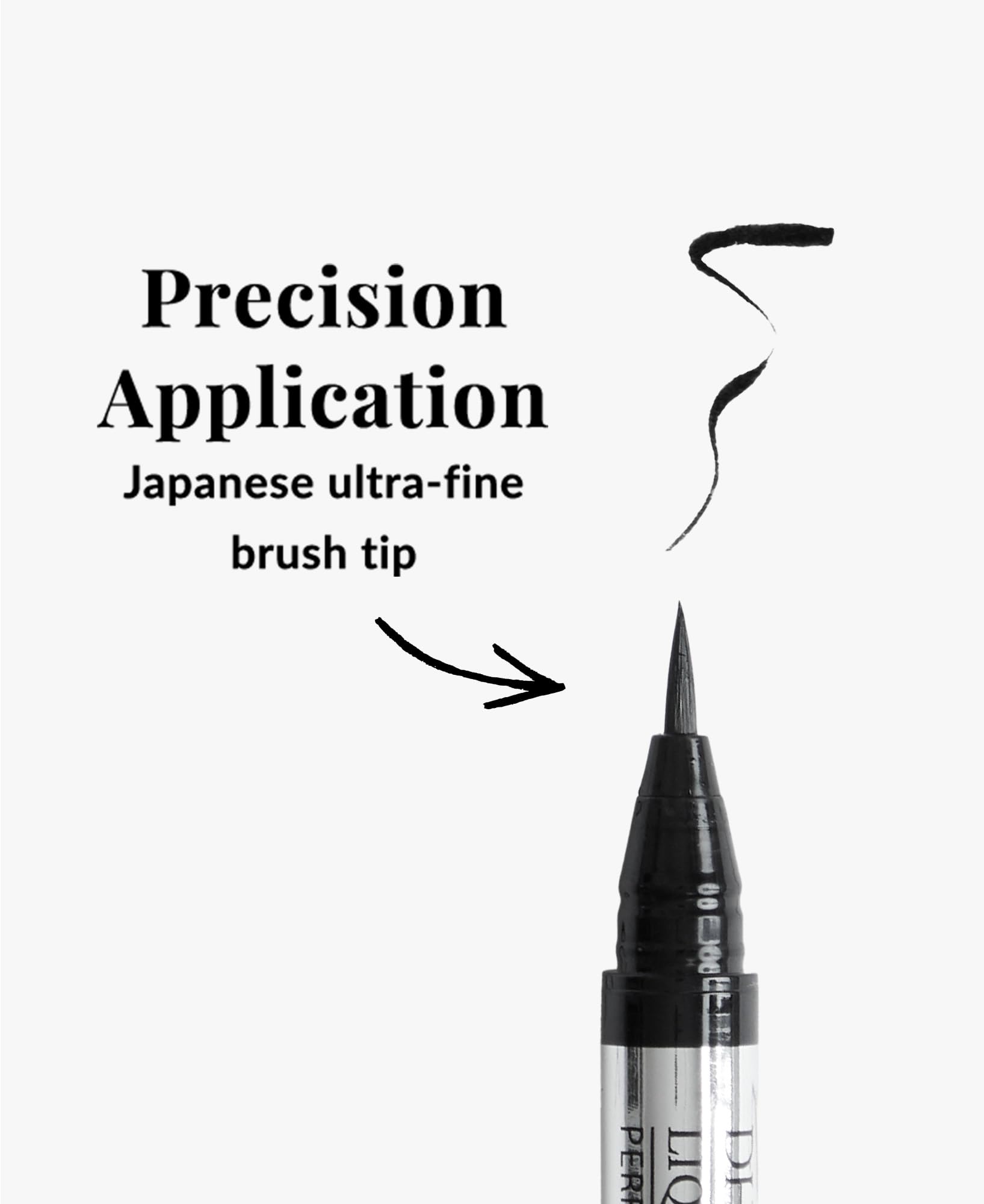DHC liquid eyeliner EX cap and label detail showing brand and product name