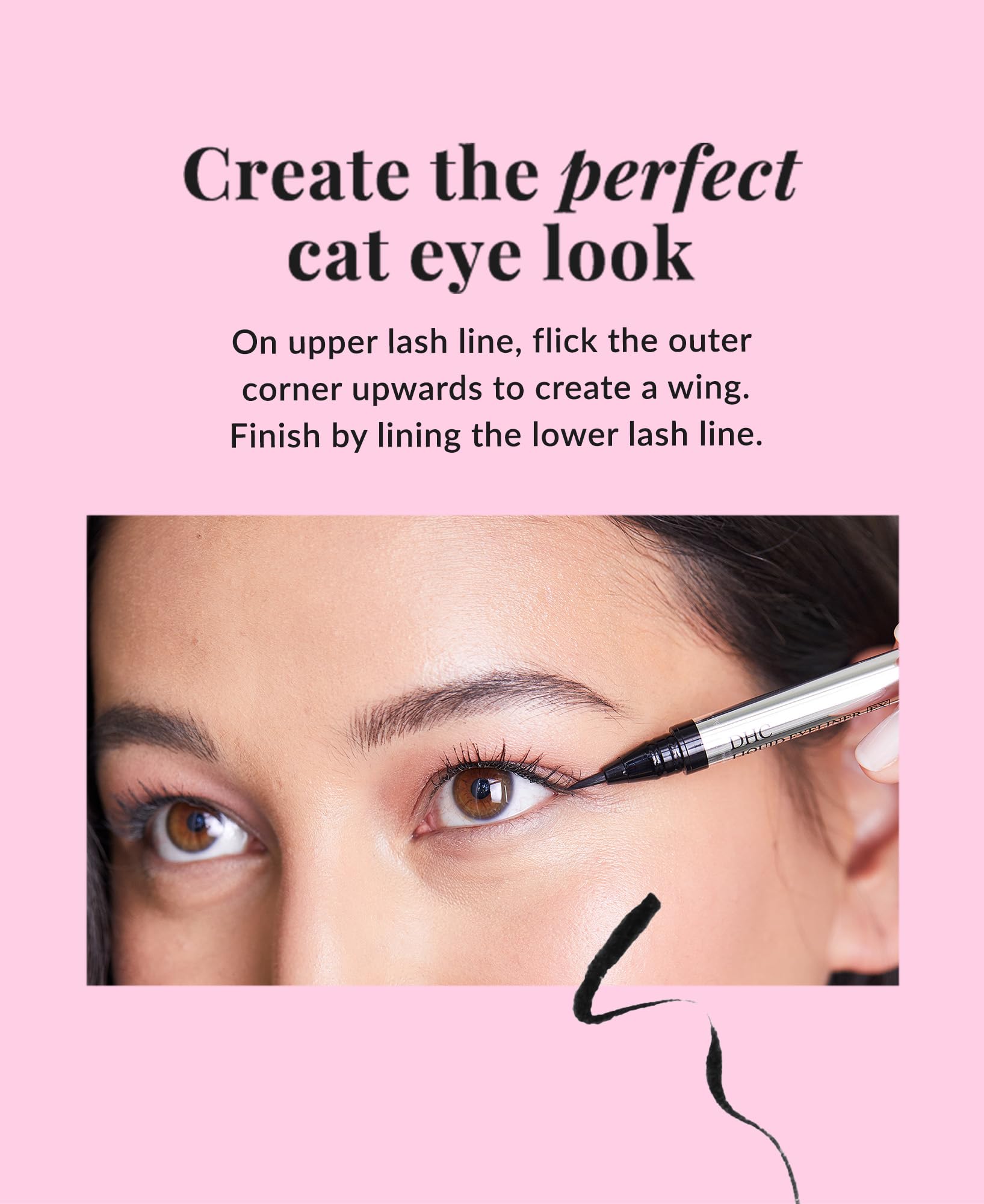 DHC liquid eyeliner EX ink flow demonstration showing smooth pigment delivery