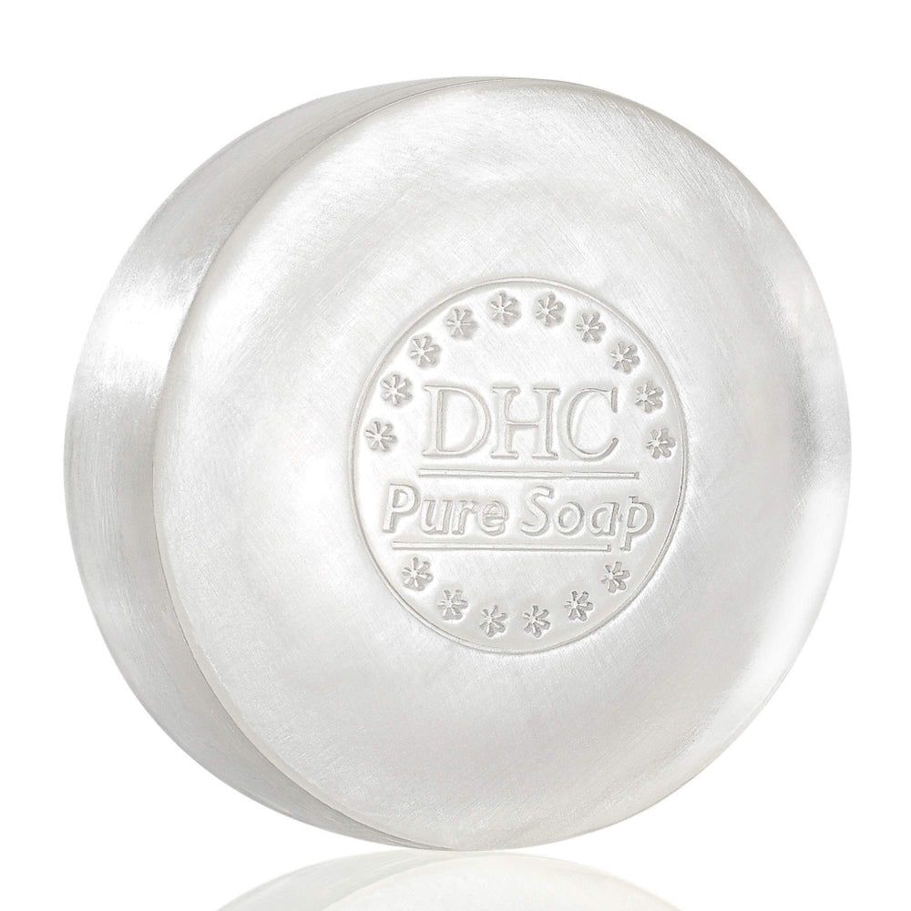 DHC Pure Soap front packaging showing product and clean design benefiting clear skin