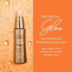 DHC mist spraying fine cloud demonstrating even application and skin refresh