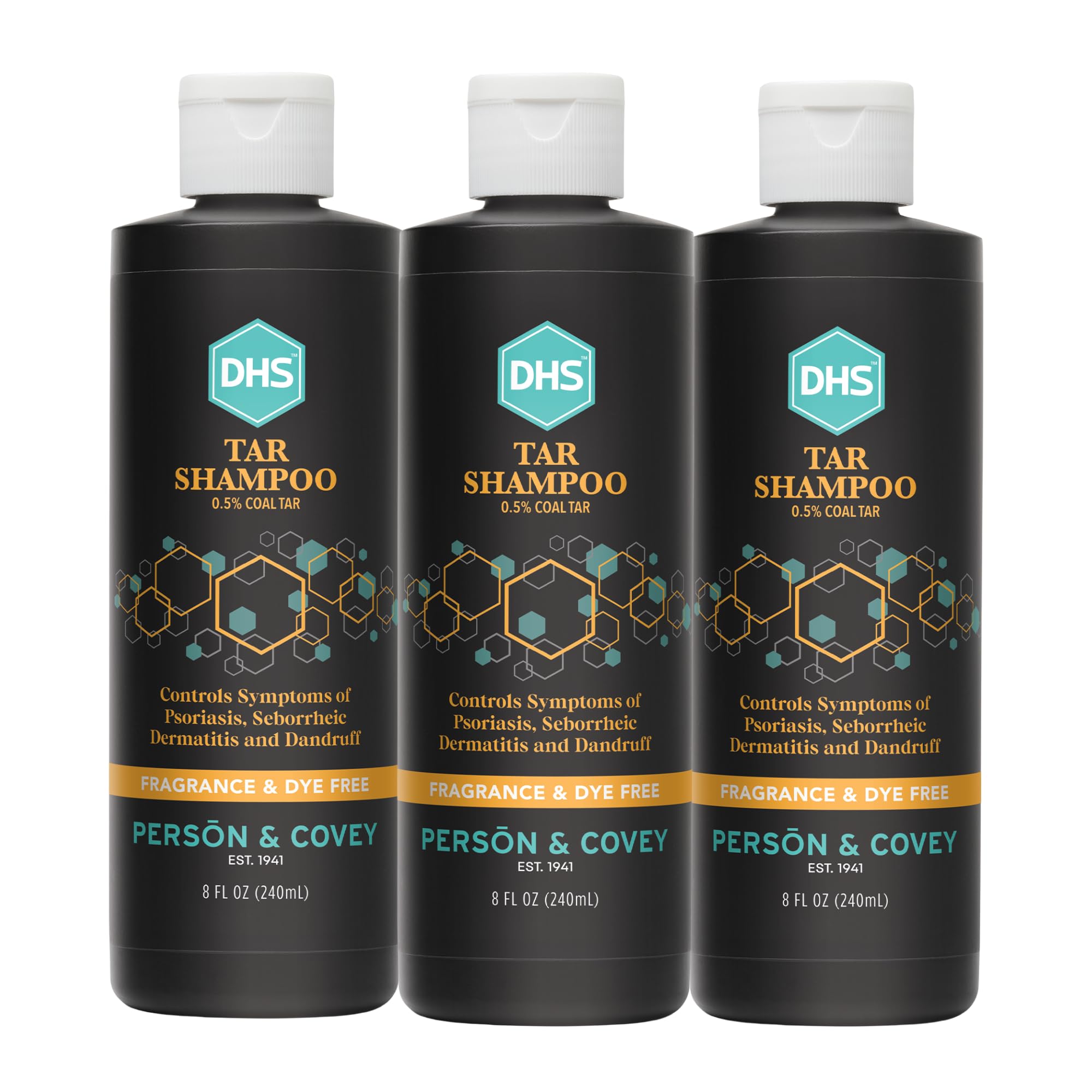 DHS bottle front view showing label and benefits for flake control