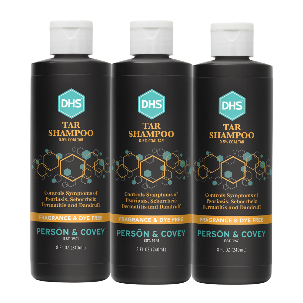 DHS bottle front view showing label and benefits for flake control