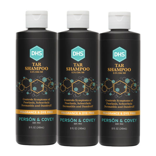 DHS bottle front view showing label and benefits for flake control