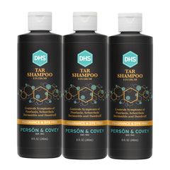 DHS bottle front view showing label and benefits for flake control