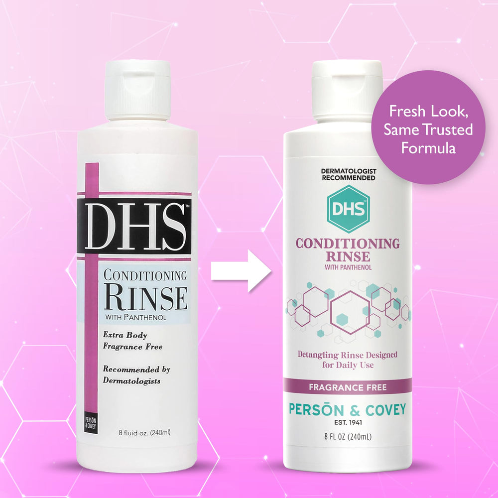 DHS conditioning rinse back label with directions and ingredient clarity benefit