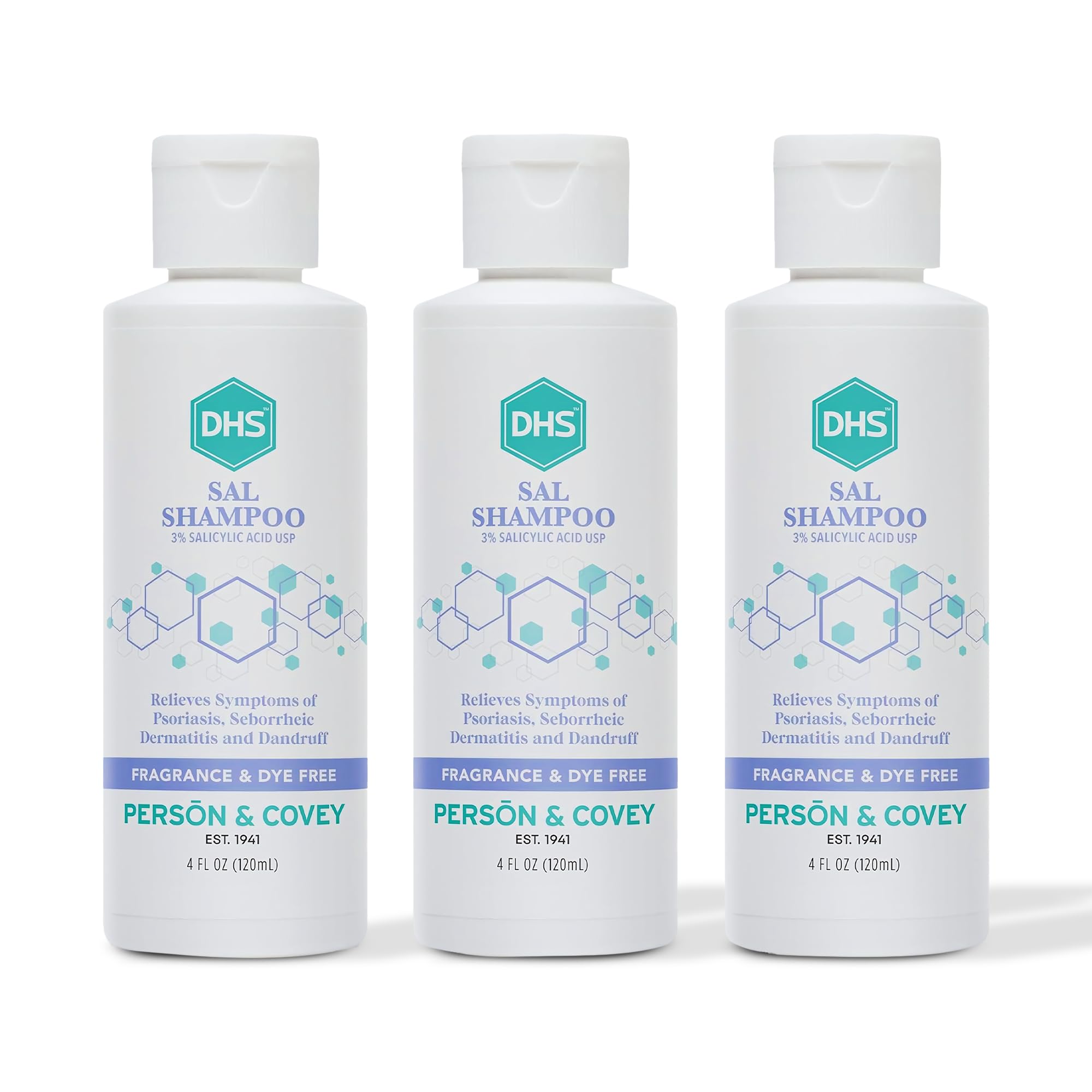 DHS SAL shampoo front bottle showing size and medicated benefit