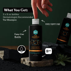 Hand lathering DHS shampoo showing gentle cleansing benefit