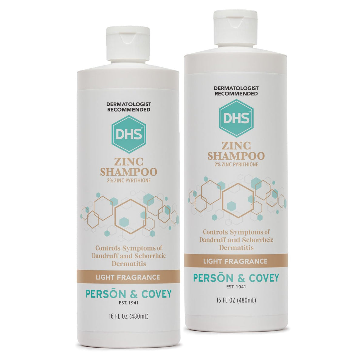 DHS zinc shampoo front packaging showing size and two-pack benefit