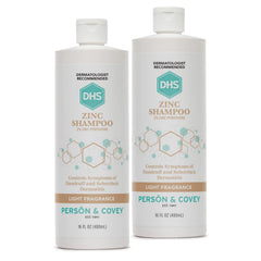 DHS zinc shampoo front packaging showing size and two-pack benefit