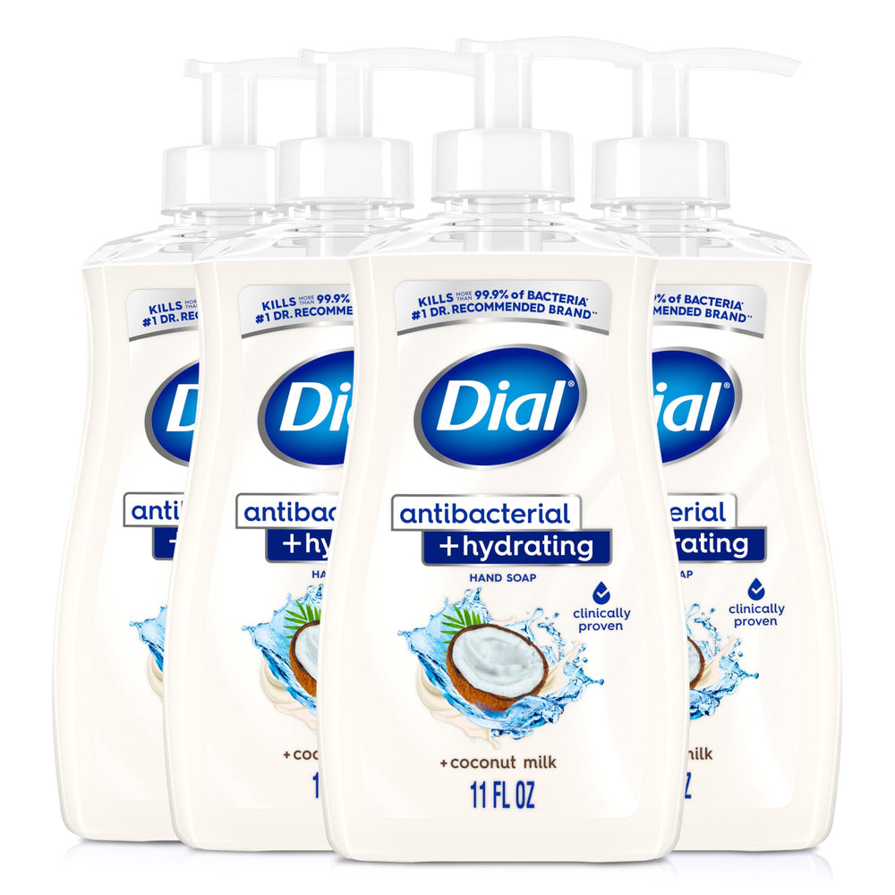 Dial front packaging showing coconut milk scent and moisturizing benefit