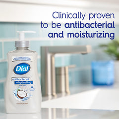 Dial closeup of pump and label highlighting antibacterial and hydrating benefits