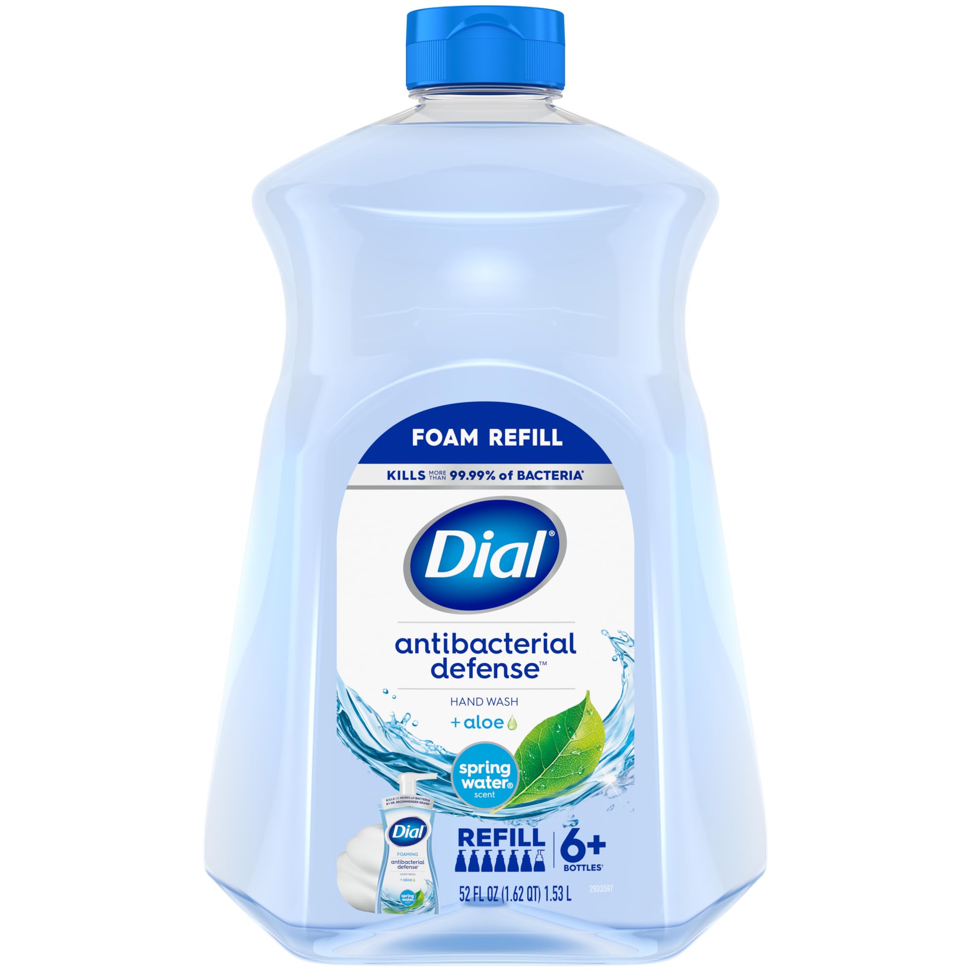 Dial front bottle showing spring water scent and refill convenience