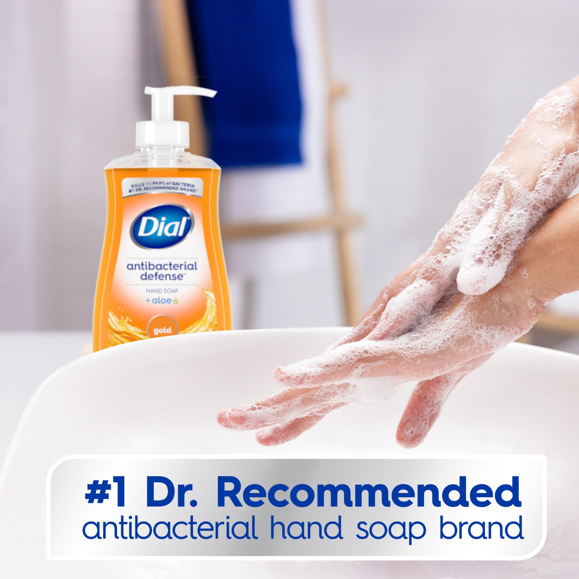 Dial bottle label detail highlighting ingredients and dermatologist-tested benefit