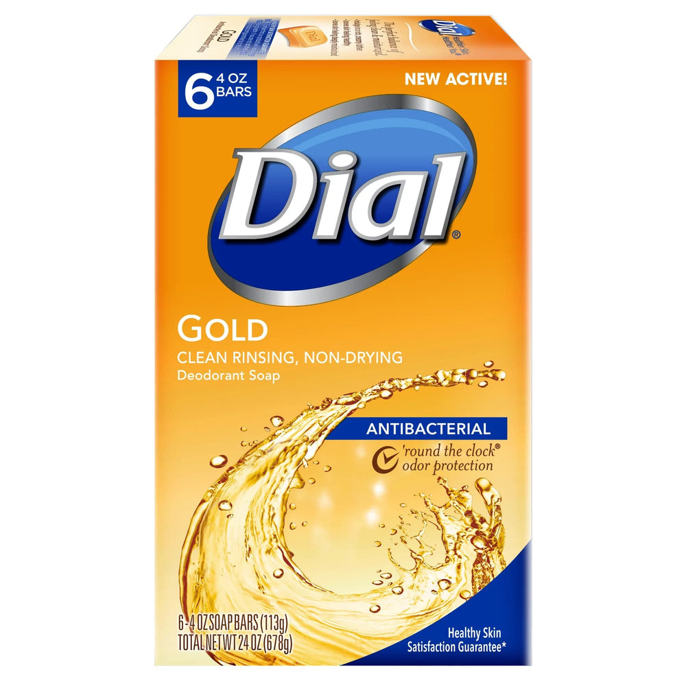 Dial Gold front packaging showing six wrapped bars and clear branding benefits