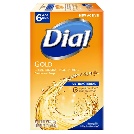 Dial Gold front packaging showing six wrapped bars and clear branding benefits