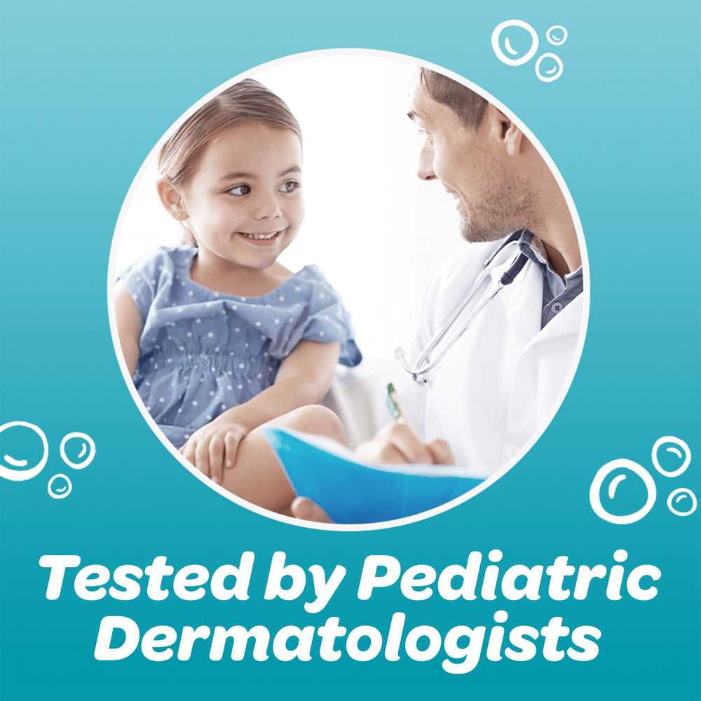 Dermatologist-tested badge on Dial bottle signaling gentle skin safety