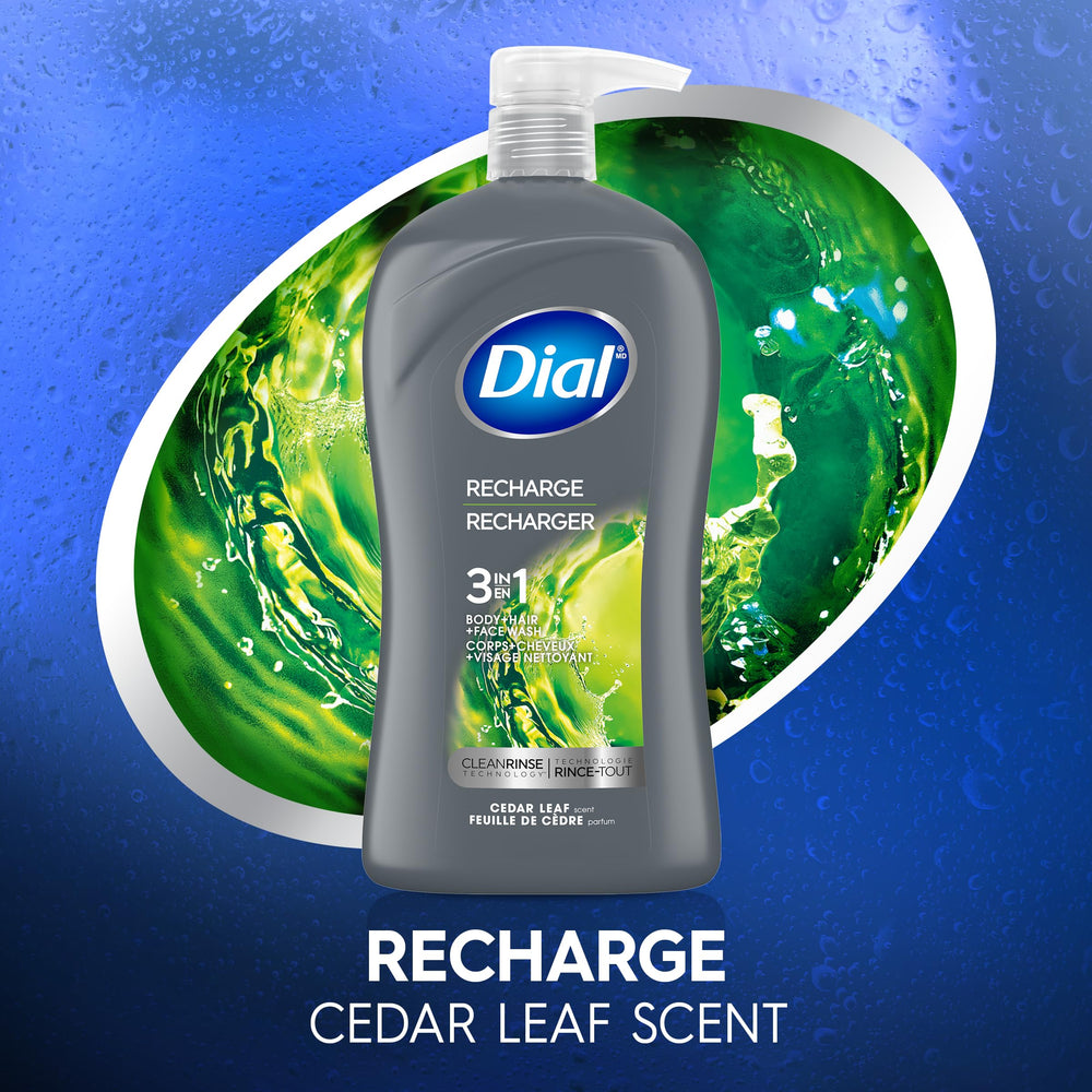 Dial being poured to create rich lather for quick cleansing and convenience