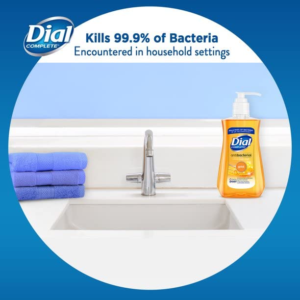 Dial pump dispensing soap into hand demonstrating easy one-handed dosing benefit