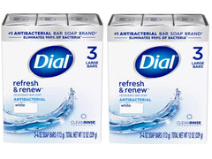 Dial Refresh & Renew front packaging showing two 3-4 oz bars and branding for quick recognition