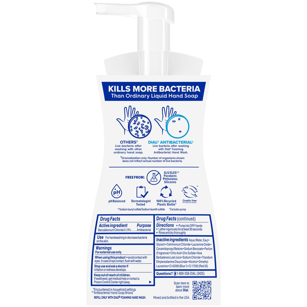 Dial soap in a bright bathroom lifestyle scene with fresh scent benefit