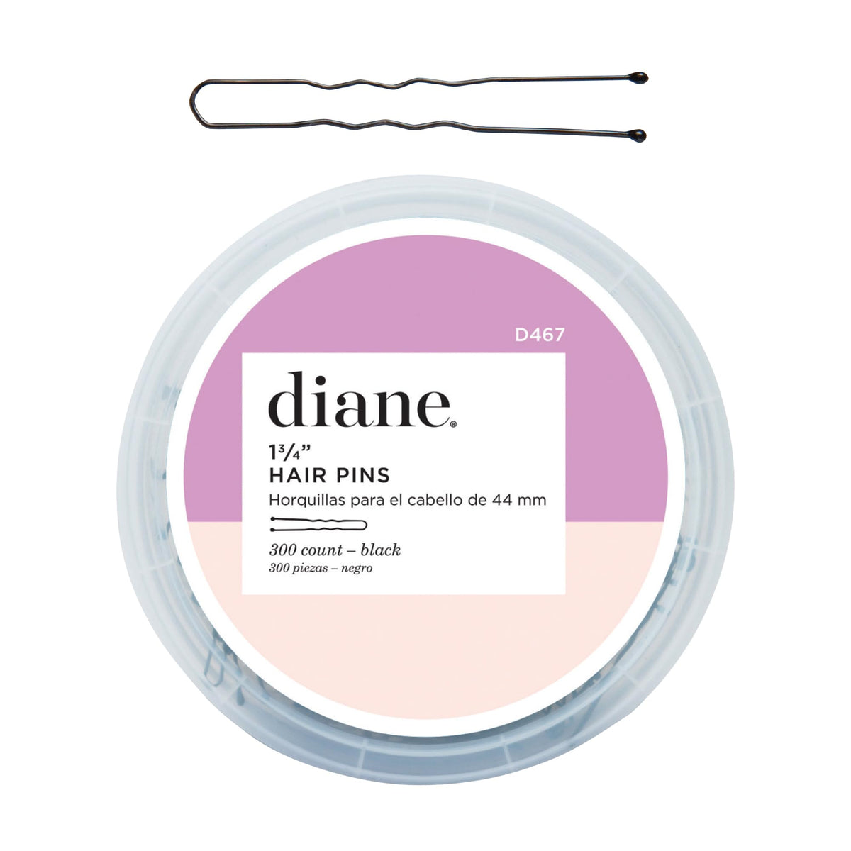 Diane black hair pins tub showing packaging and quantity for easy restocking