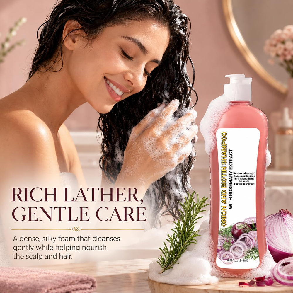 DIARO shampoo being applied to wet hair demonstrating easy spreadability