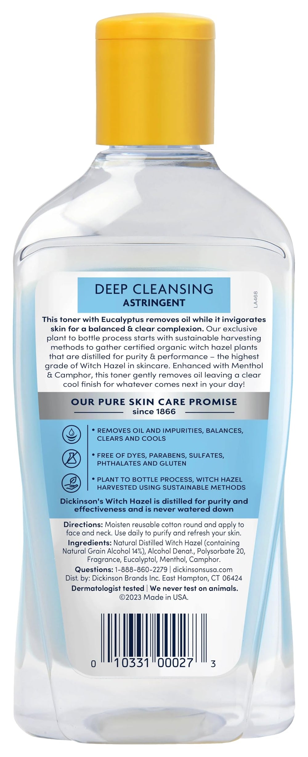 Dickinson's bathroom shelf lifestyle scene showing natural toner in daily routine