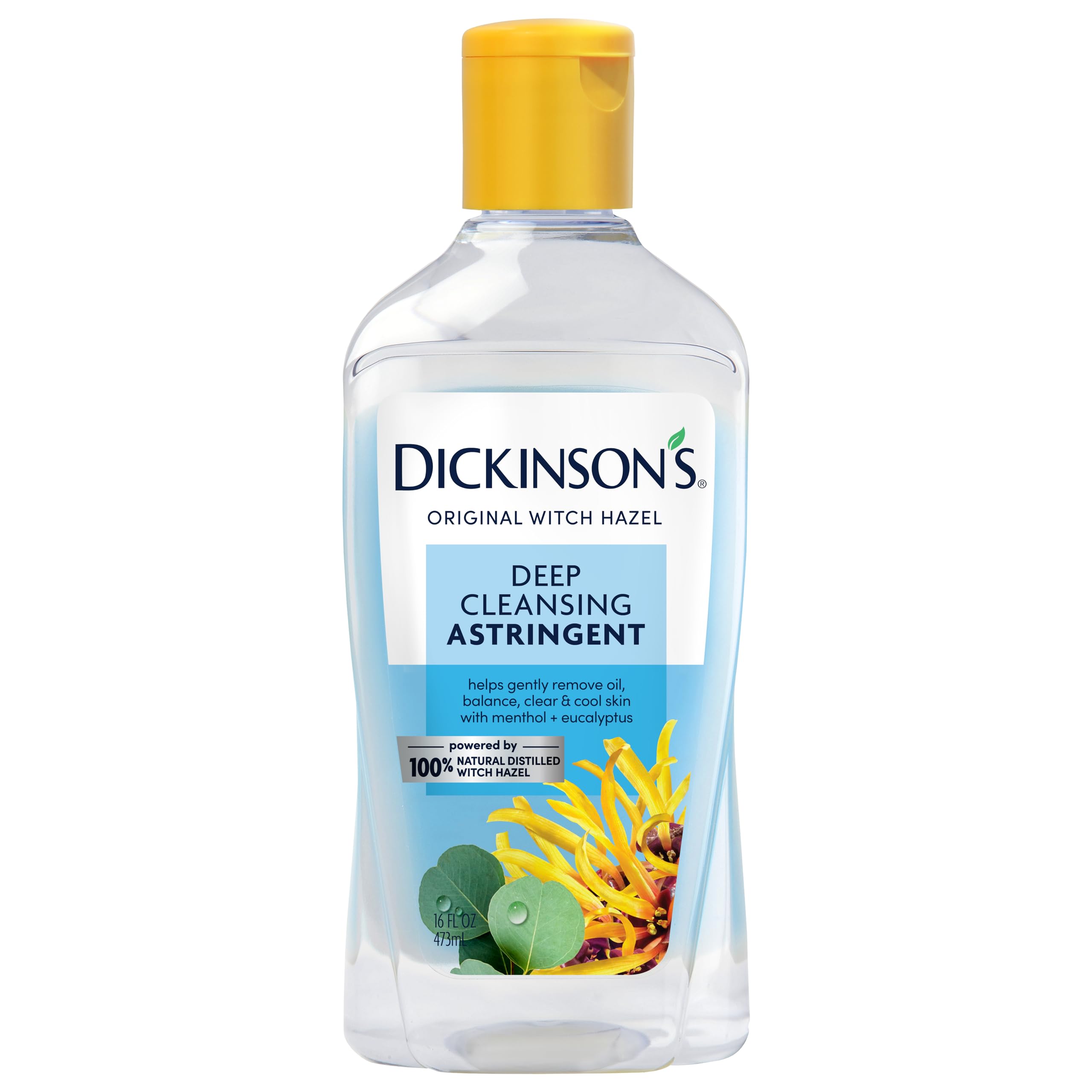 Dickinson's bottle front 16oz showing clear astringent for gentle cleansing