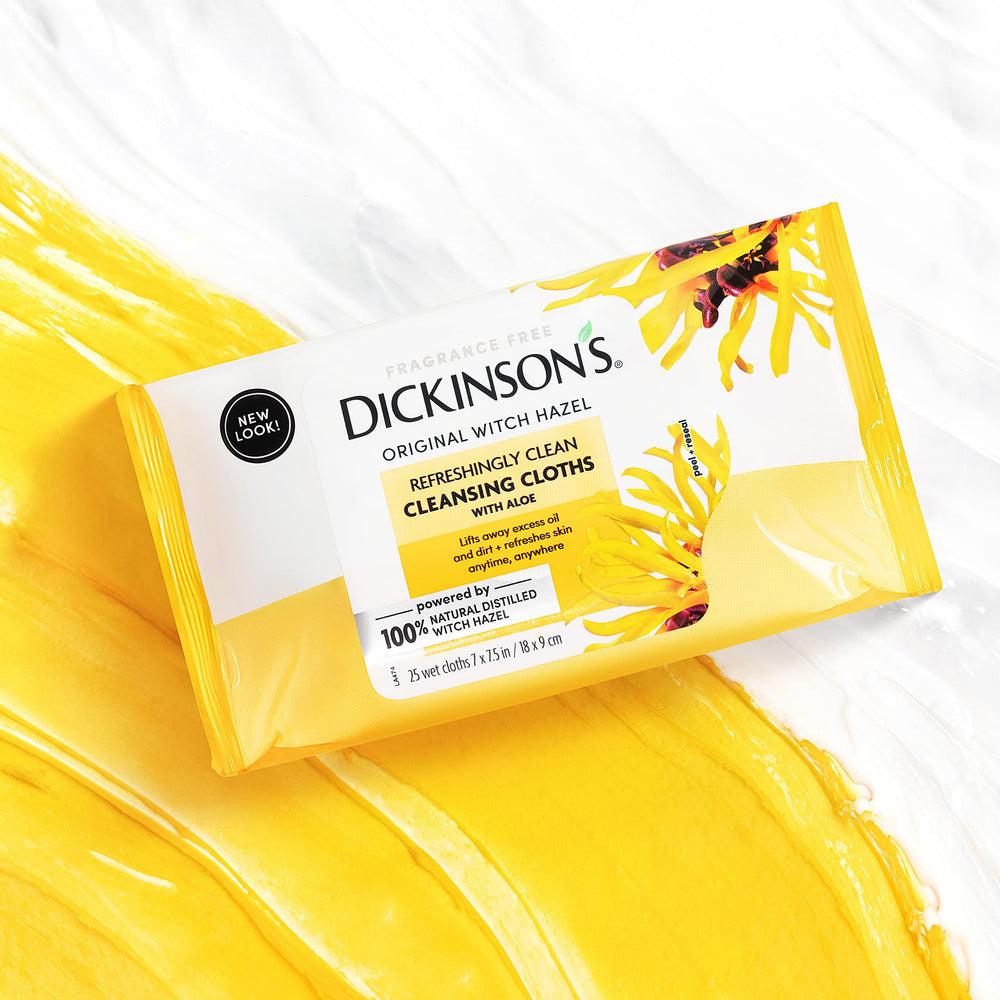 Dickinson's cleansing cloth on bathroom vanity ready for use