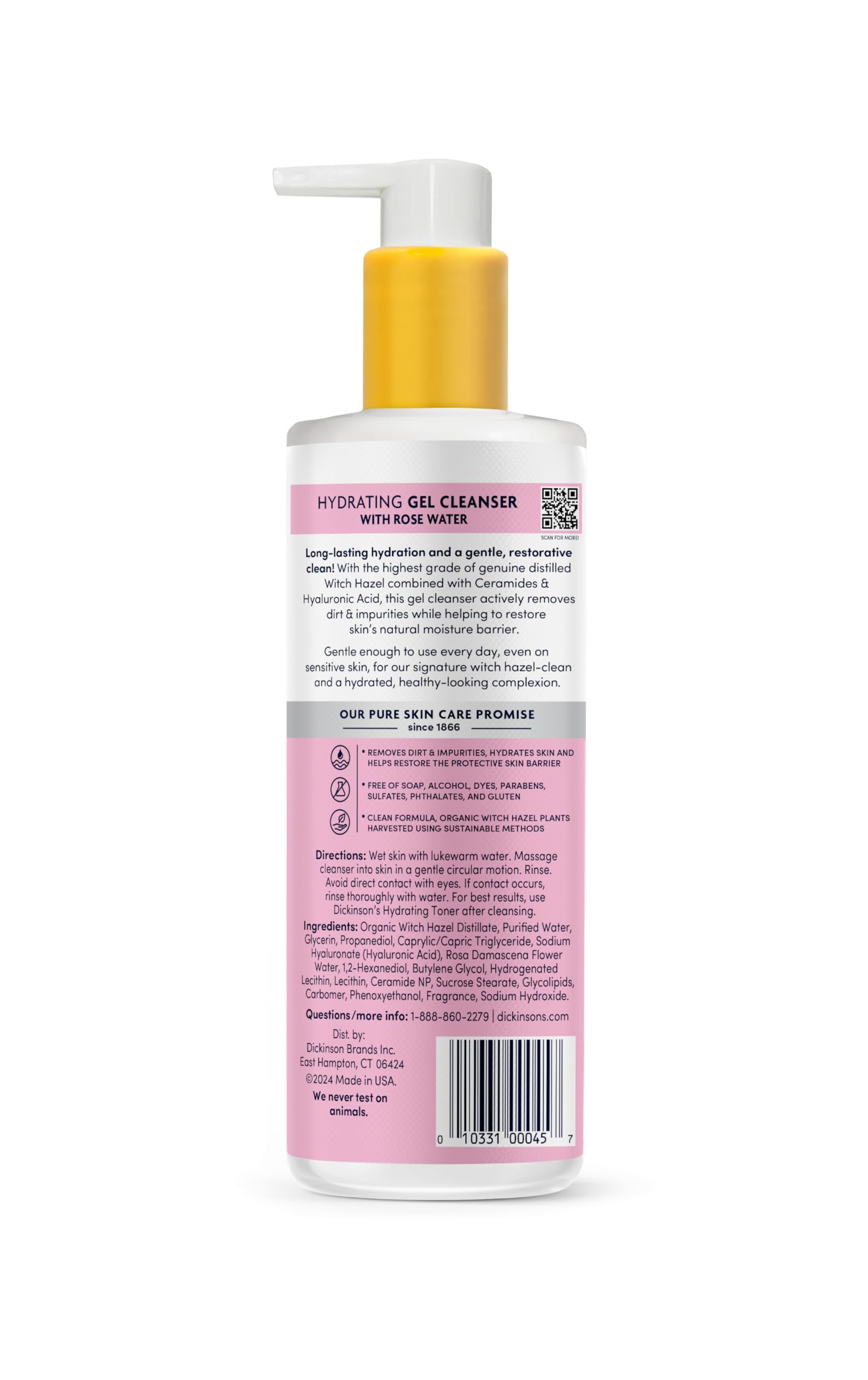 Dickinson's fragrance-free packaging detail emphasizing gentle formulation