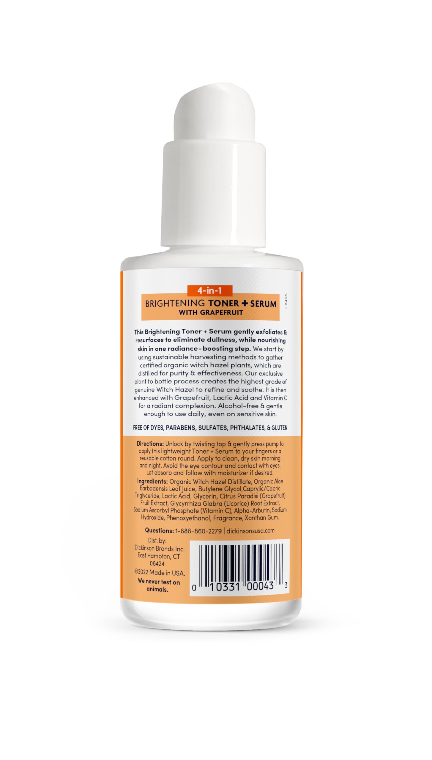 Dickinson's grapefruit and witch hazel display emphasizing natural brightening benefits