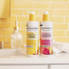 Dickinson's cleanser placed on bathroom counter illustrating daily routine