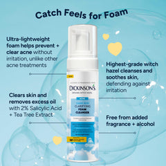 Dickinson's foamy texture on fingertips demonstrating gentle lather benefit