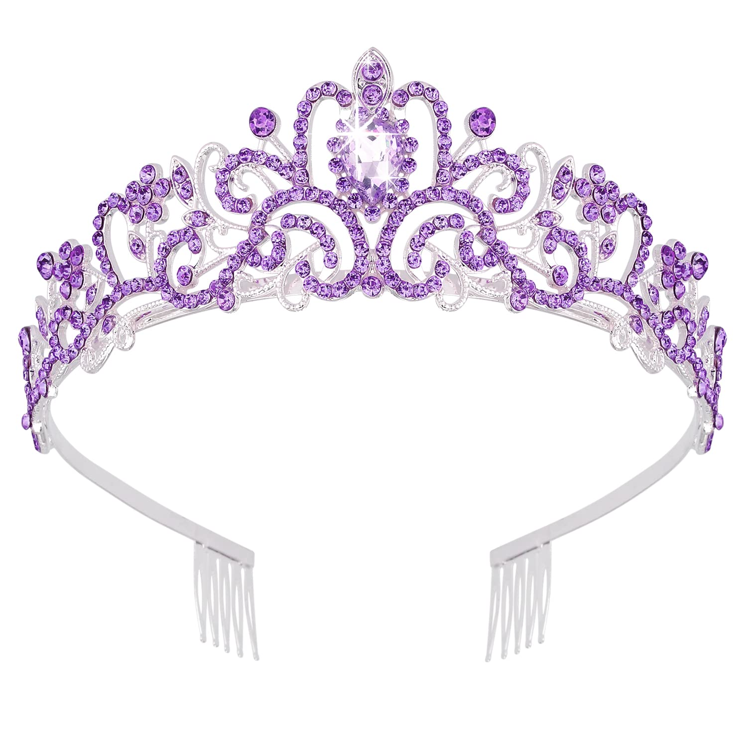 Didder silver tiara front view showing full sparkle and elegant silhouette