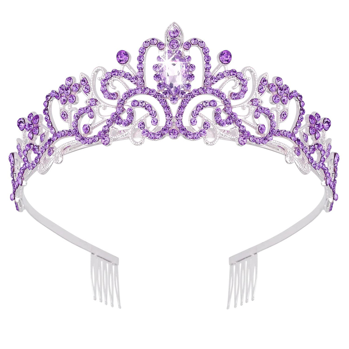 Didder silver tiara front view showing full sparkle and elegant silhouette