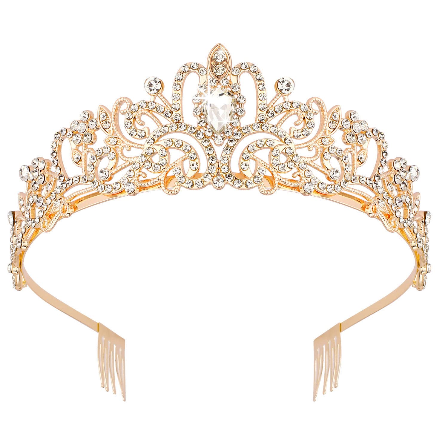 Didder gold tiara front view showing regal shape and instant elegance
