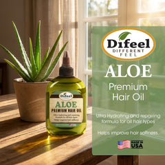 Difeel with aloe leaf ingredient shot emphasizing moisturizing aloe benefits