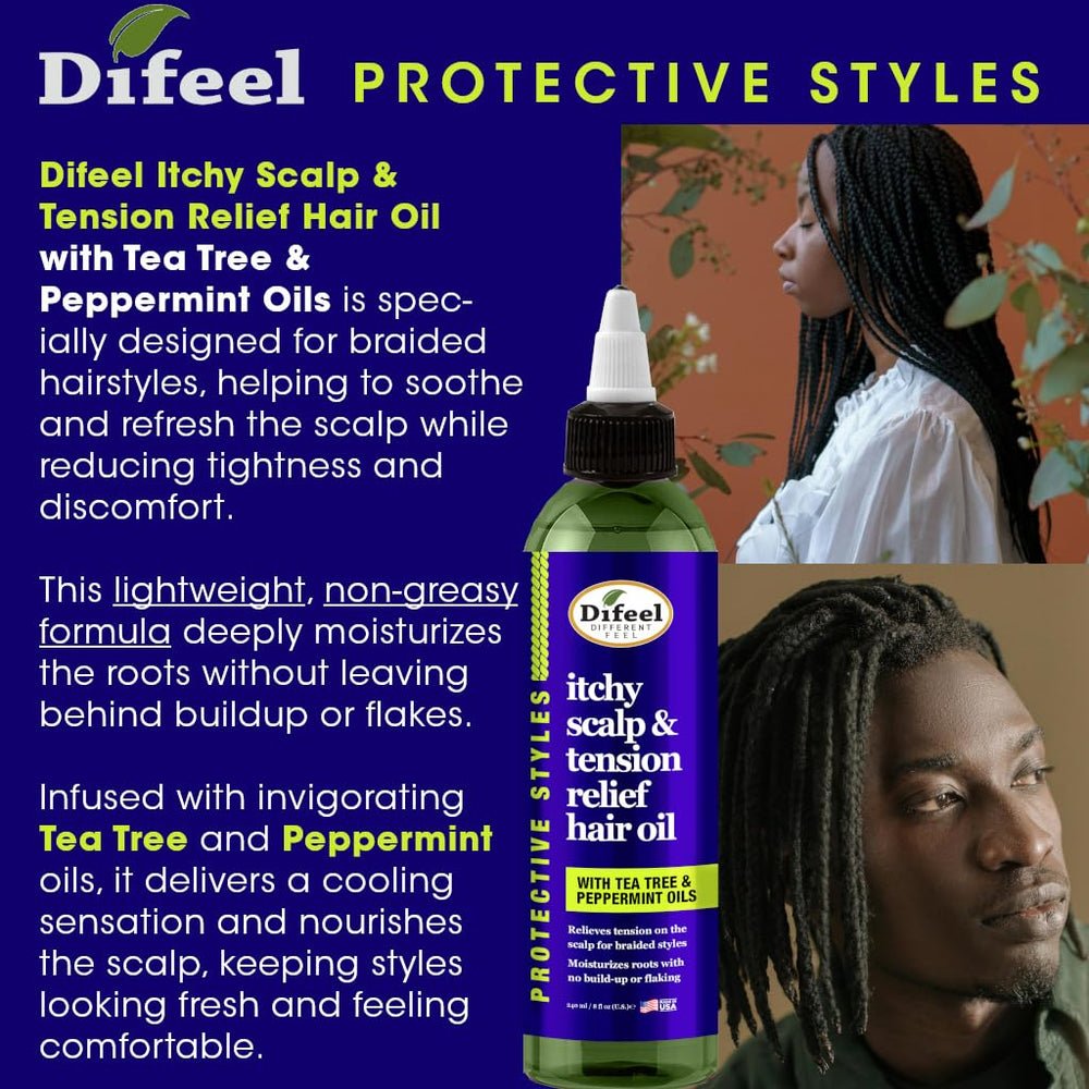 Difeel being applied to scalp of braided hair to relieve tension