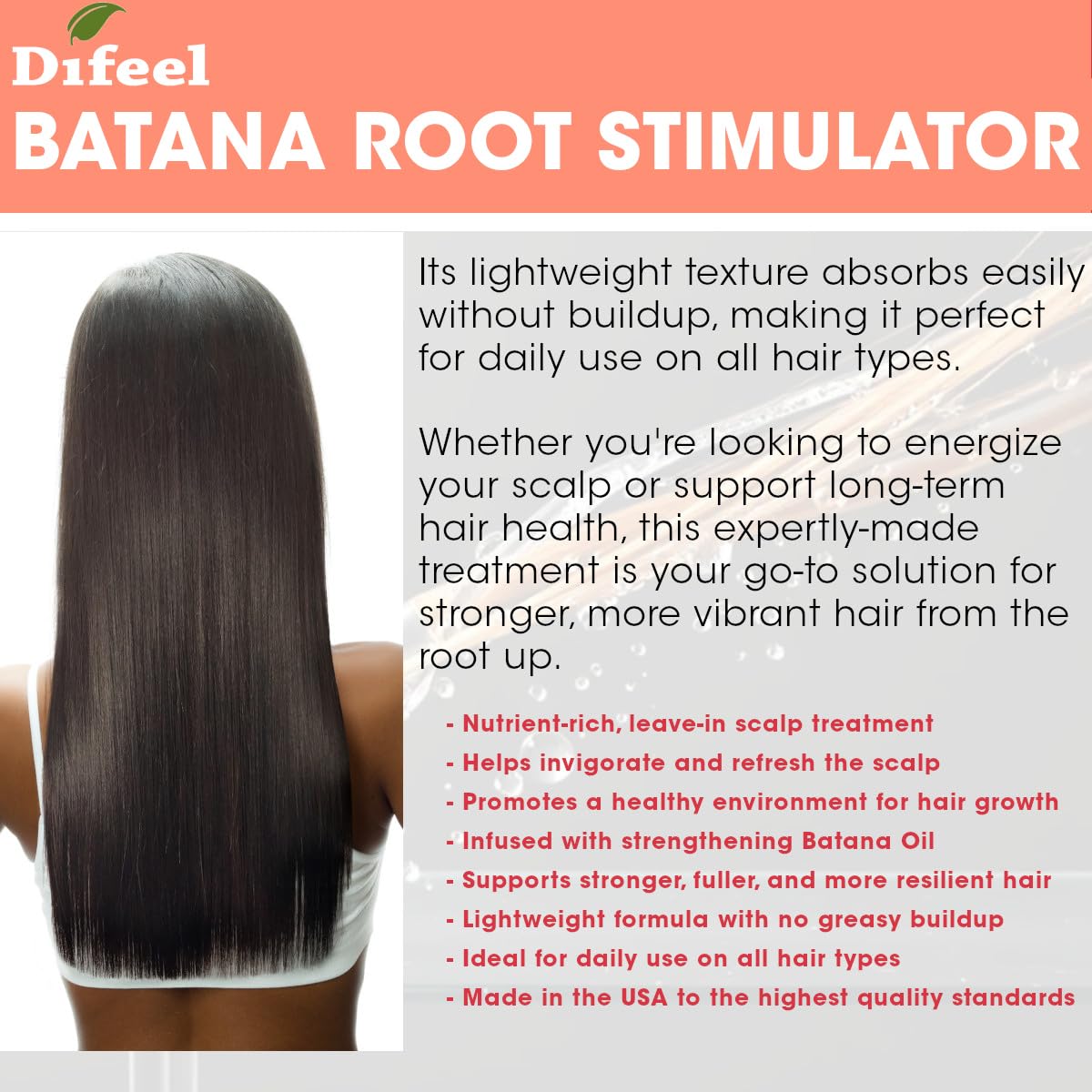 Difeel before and after hair lengths showing improved shine